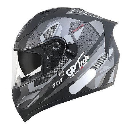 Capacete GP Tech V128 Speed Fosco Preto e Cinza