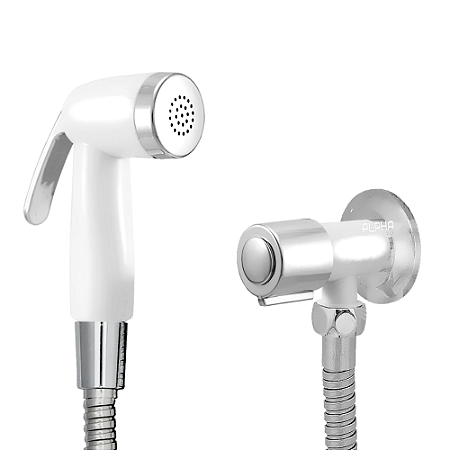 Ducha Higiênica Kit Premium ABS Branca Acionamento ¼ Volta