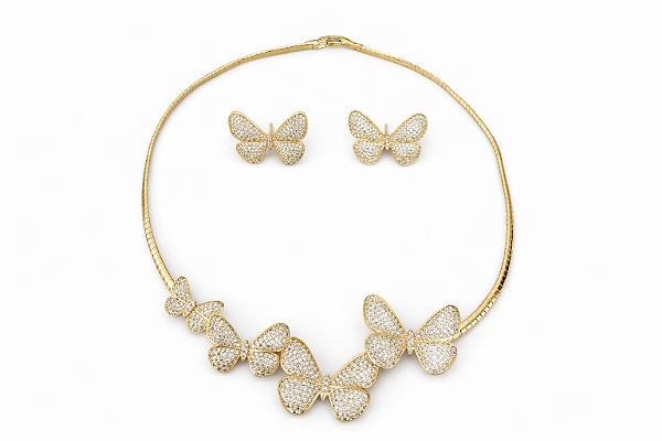 Conjunto Borboleta Chocker Cravejado