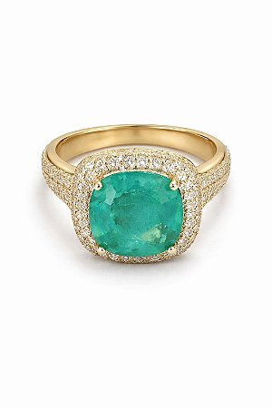 Anel Pedra Turmalina Cravejado