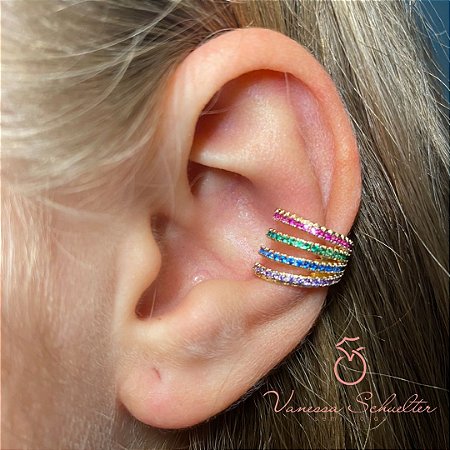 Piercing Colorido Cravejado - Duplo