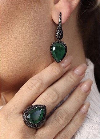 Conjunto Esmeralda Cravejado