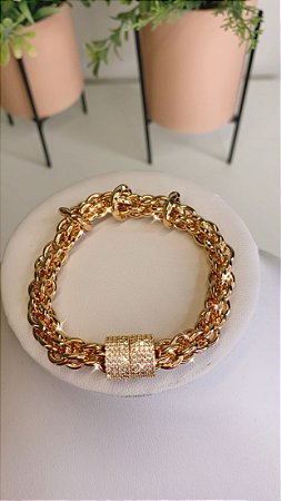 Pulseira Fecho Imã Cravejada