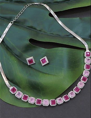 Conjunto Chocker Pedras Coloridas