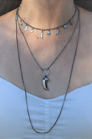 Colar triplo - Dourado ou Grafite!