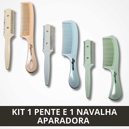 Kit 1 Pente E 1 Cortador Aparador De Cabelo Pente Navalha
