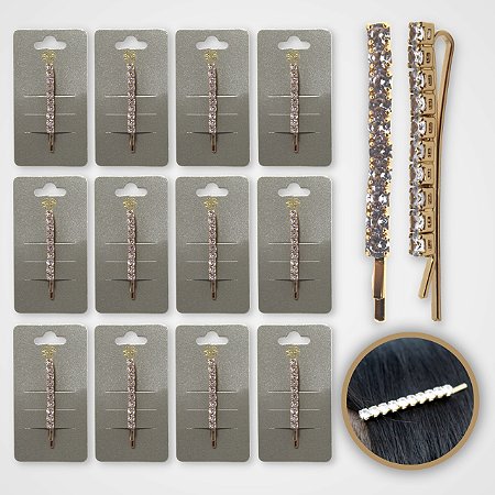 Cartela Com 12 Grampos de Cabelo Com Strass