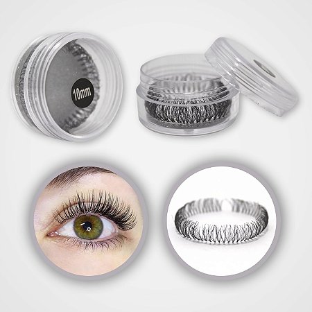 Cílios Tufo Postiço No Pote Extensão 10mm Kit C/ 4