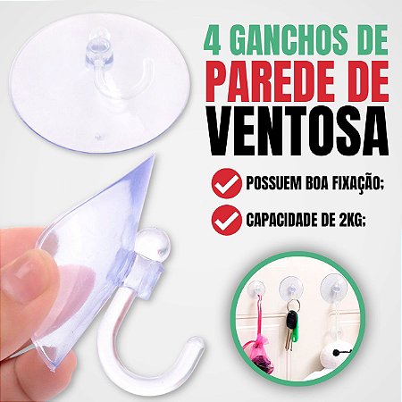 Gancho Adesivo C/Ventosa C/5 Monaliza Import 3,5Cm - CASAROOM, Sua casa  começa aqui!