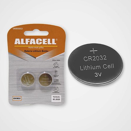 Kit de 4 Cartelas Com 8 unidades de  Bateria Cr2032 Alcalina Lithium Alfacell
