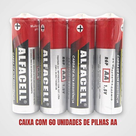 Pilha Aaa Palito Comum Caixa Com 60 Unidades 1.5v Alfacell