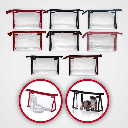 Necessaire Individual Transparente Com Zíper - Colorido