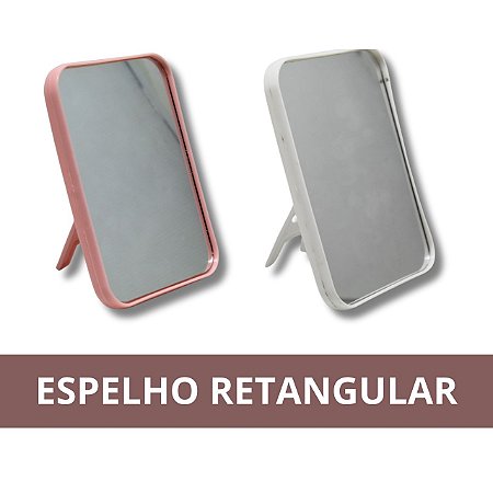 Espelho de Mesa Retangular de Plástico/Vidro