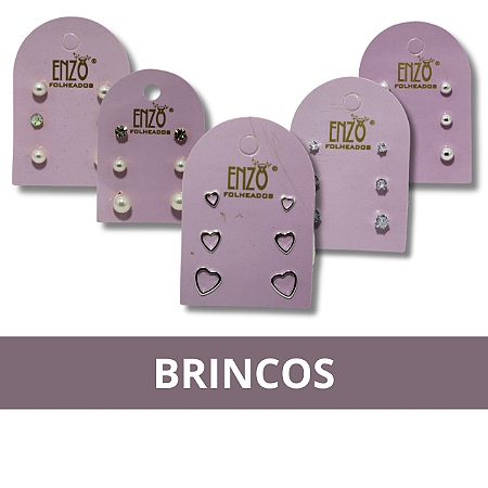 Cartela de 3 Brincos com Diferentes Modelos