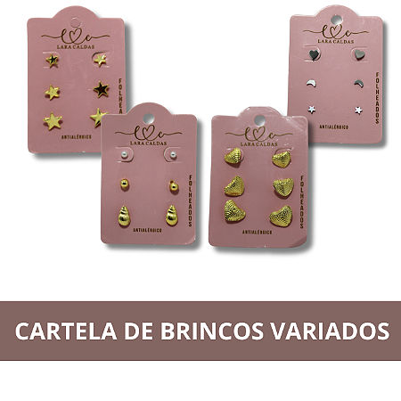 Cartela de 3 Brincos com Diferentes Modelos
