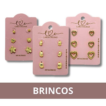 Cartela de 3 Brincos com Diversos Modelos