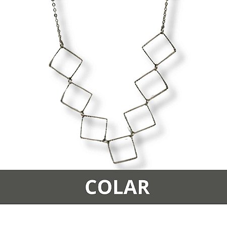 Colar Fino com Design de Quadrados