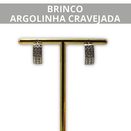 Brinco Argola Cravejada com Pedrinhas - Dourado e Prata