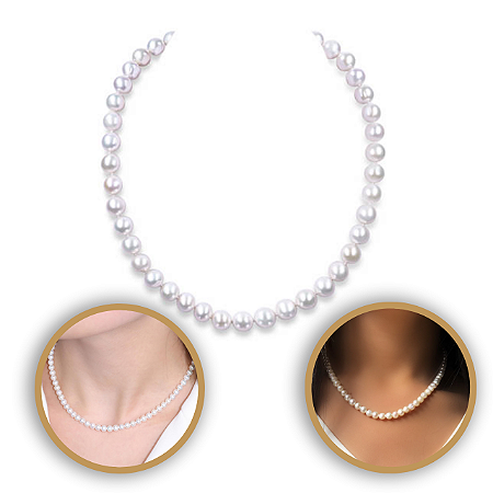 Colar de Pérolas Branco Médio