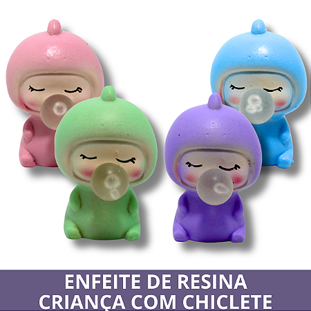 Enfeite Decorativo de Resina Criança com Chiclete