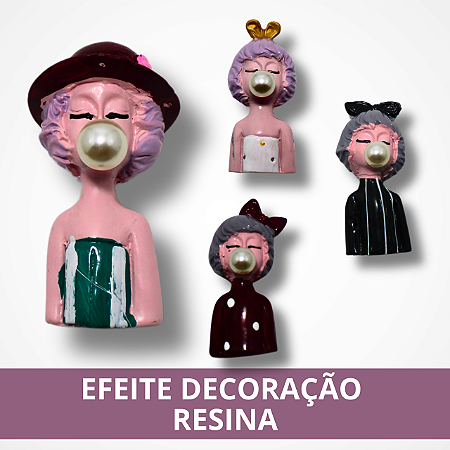 Enfeite Decorativo de Resina Mulher com Chiclete