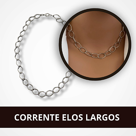 Corrente Elos Largos - Cor Prata