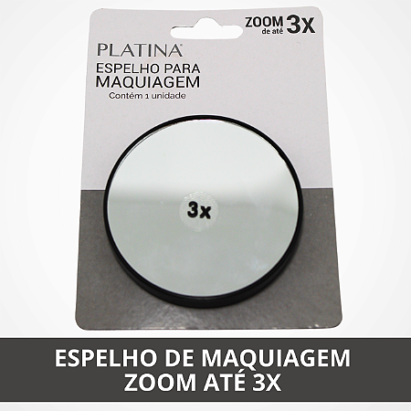 Espelho de Maquiagem Zoom de Até 3x - Platina