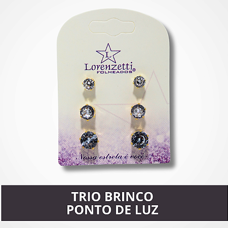 3 Pares de Brinco de Ponto de Luz