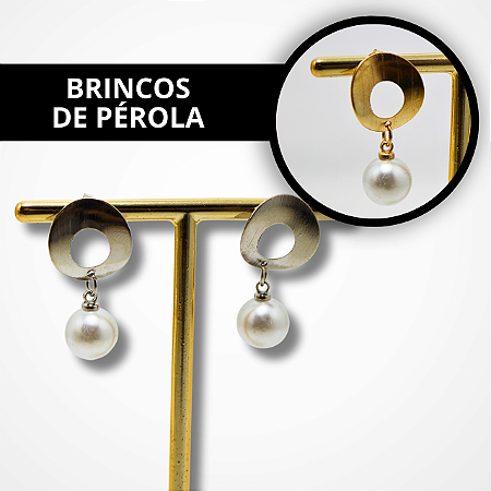 Brinco de Pérolas Pequenos - Dourado e Prata