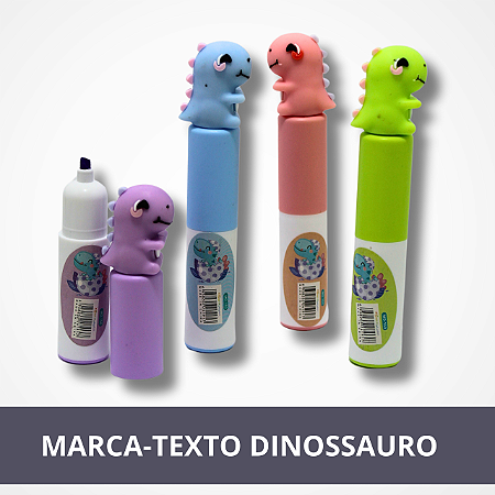Marca Texto de Dinossauro - Cores Vibrantes