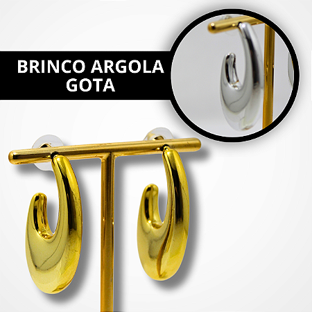 Brincos em Formatos de Argola Oval - Dourado e Prata