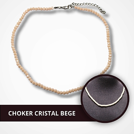 Colar Choker Cristal Bege