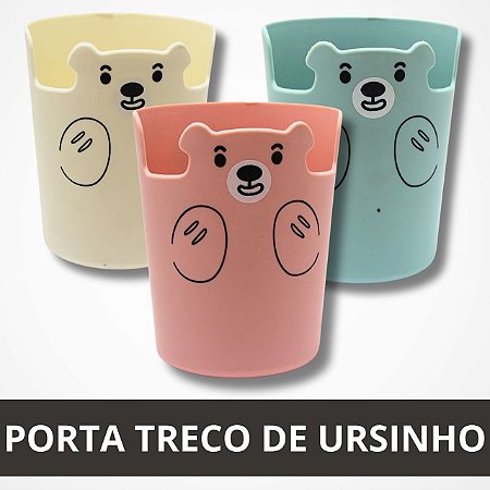 Mini Porta Caneta/Escova Redondo em Formato de Ursinho