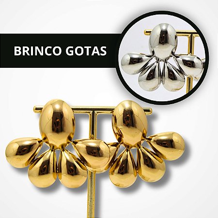 Brincos de Gotas - Dourado e Prata