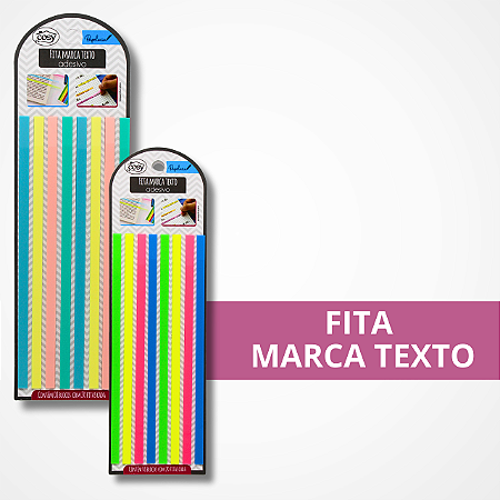 Fita Marca Texto Adesiva Cores Florescentes - Colorida