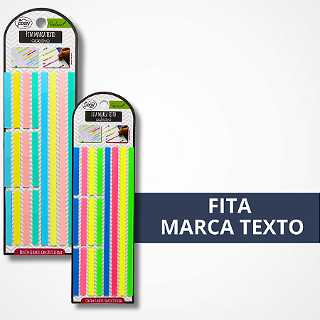 Fita Marca Texto Adesiva Variada Cores Florescentes - Colorida