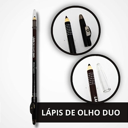 Lápis para Olho Duplo com Apontador Preto e Marrom - MiaMake