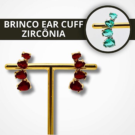 Brincos Ear Cuff de Zircônia - Colorido