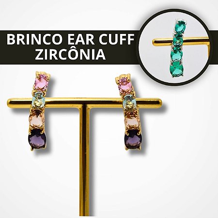 Brincos Ear Cuff de Zircônia - Colorido