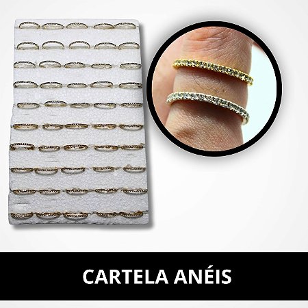 Box com 50 Anéis Dourado e Prata - Tamanhos Sortidos