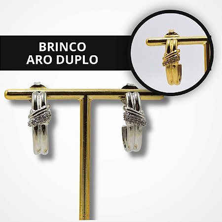 Brinco de Aro Duplo - Dourado e Prata