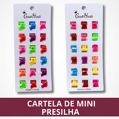 Cartela de Mini Presilha de Cabelo - Colorido