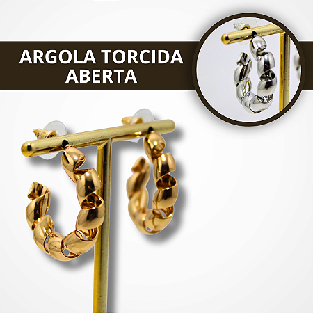 Brinco de Argola Torcida Aberta - Dourado e Prata