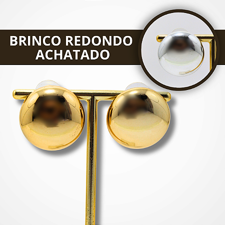 Brinco de Formato Redondo Achatado - Dourado e Prata