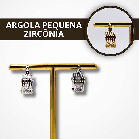 Brinco Argola de Zircônia - Dourado e Prata