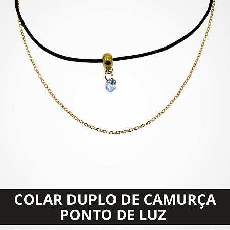 Colar de Camurça Duplo Ponto de Luz