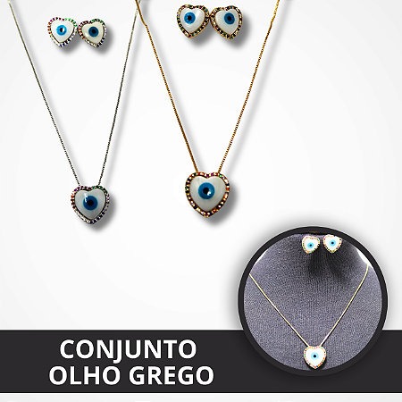 Conjunto Olho Grego Formato Coração