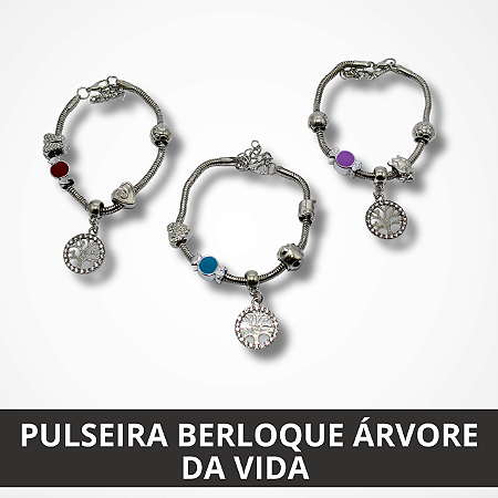 Pulseira com Berloque de Natureza - Prata Sortido