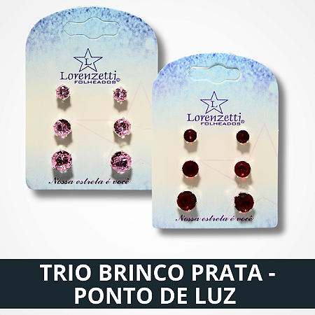 Trio de Brinco Prata - Ponto de Luz