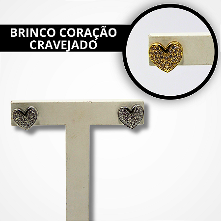 Brinco Coração Cravejado